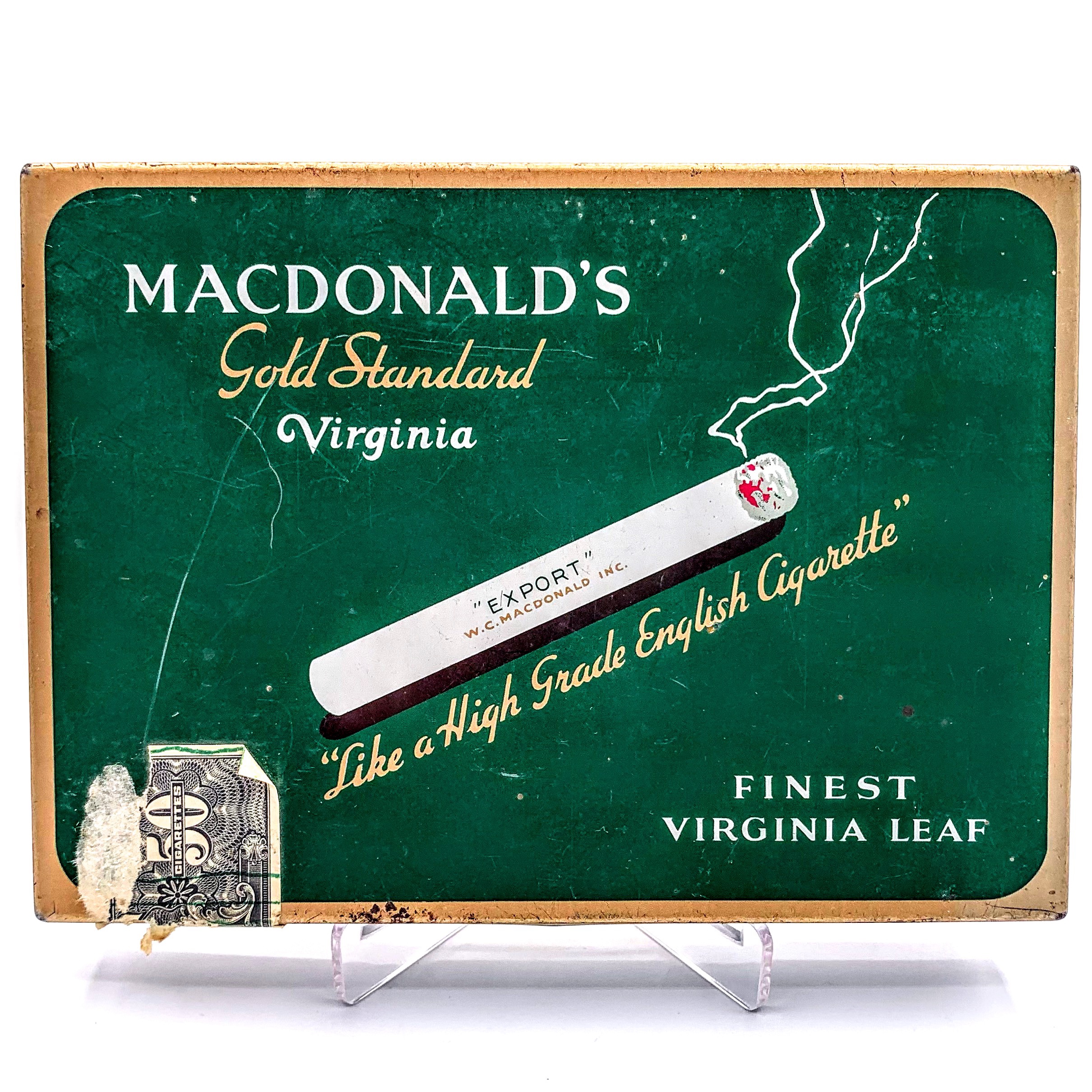 mcdonald's gold standard virginia cigarette tin Vintage Macdonald's Cigarettes Tin. Macdonald Tobacco Montreal VINTAGE FLAT FIFTY Cigarettes Tobacco