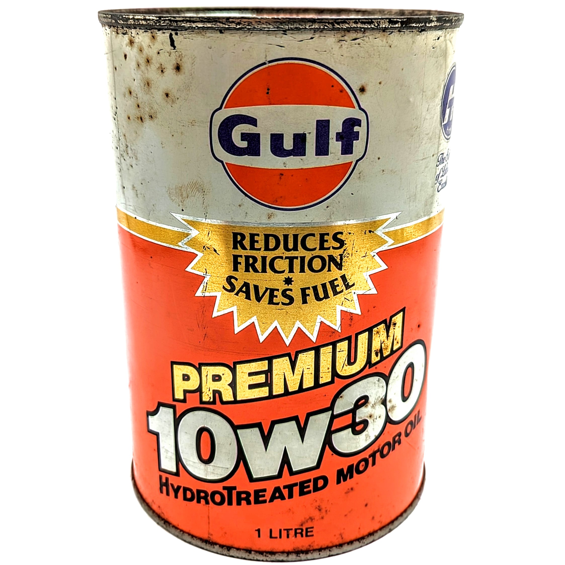 Gulf Premium 10W30 Motor Oil Can Parry's Vintage