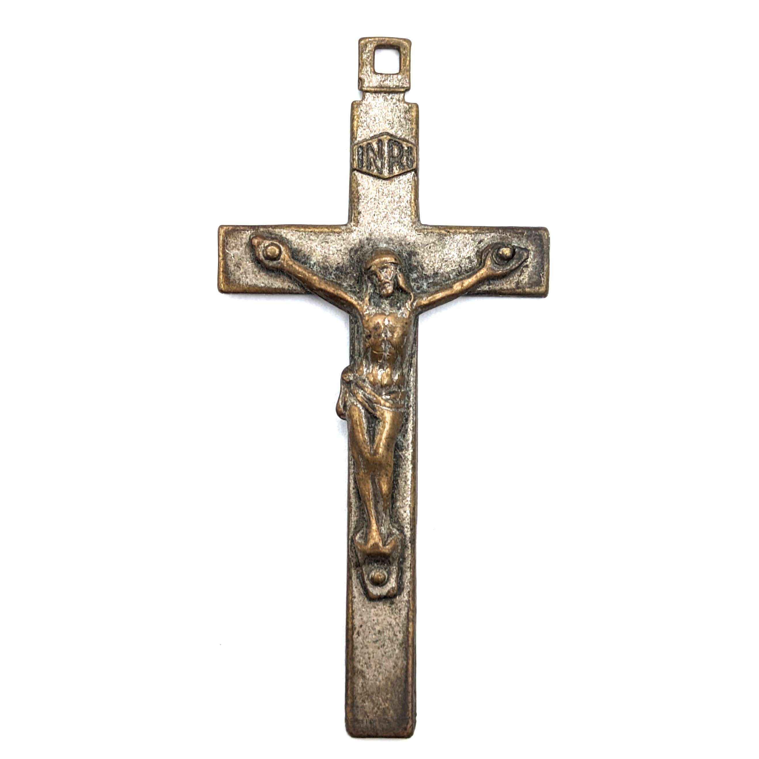Pendentif Crucifix Vintage En Micro-Mosaïques Stocker - Argenté/Bronze, Occasion Très Bon État