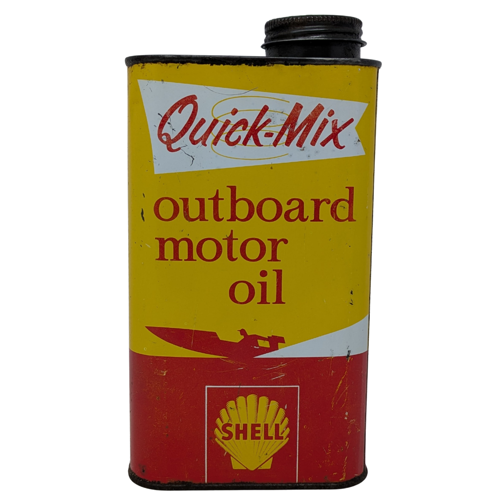 Shell Quick-Mix Outboard Motor Oil Quart Can - Parry's Vintage